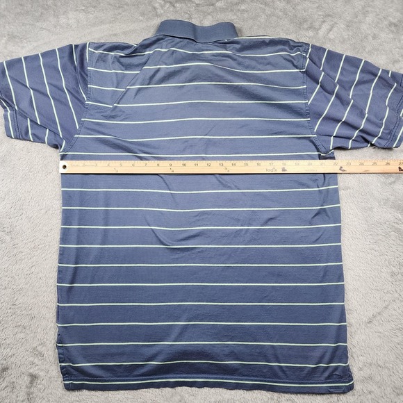 Peter Millar Polo Shirt Mens Medium Blue Striped Cotton Golf Casual Short Sleeve - Picture 6 of 10